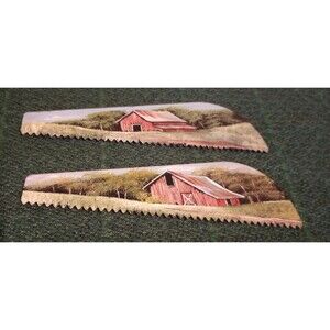 Pair of Small Painted Saw Blades | 5 Inches Long | Barn Pasture Scene